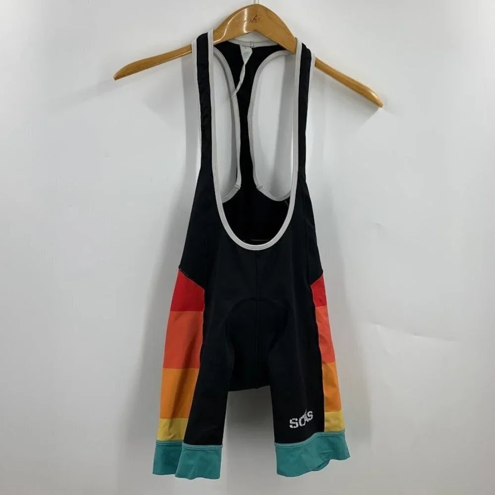 Soas Men's Rib Stretch Short Nylon‎ Color Block Cycling Padded Shorts SIze S